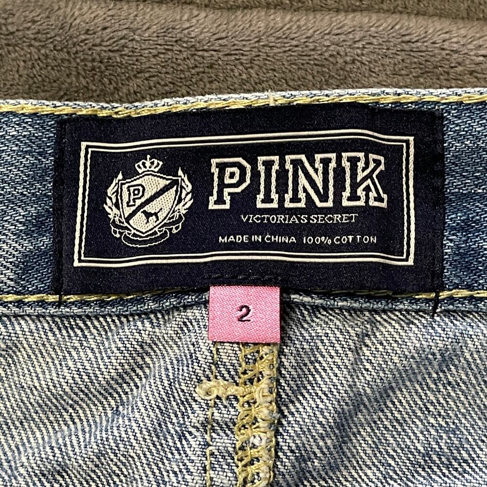 Pink Victoria Secret Blue Denim Skirt Distressed Size 2 - Picture 2 of 8